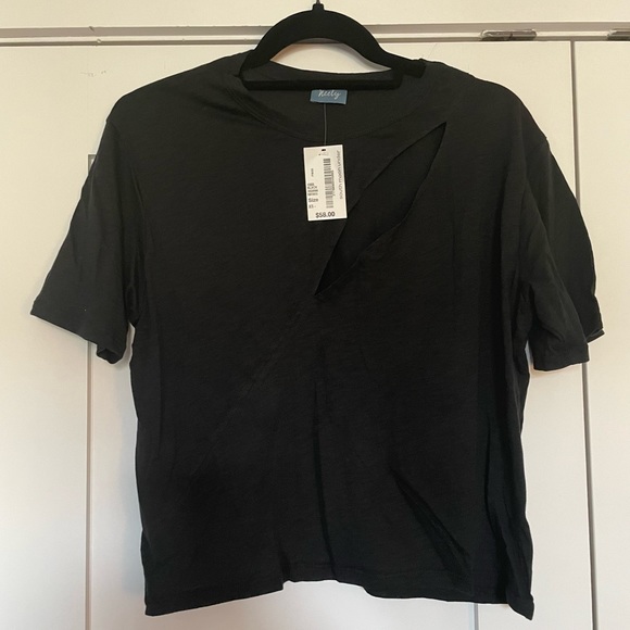 NWT Neely Black Short Sleeve Top with Chest Cutout - Picture 3 of 6